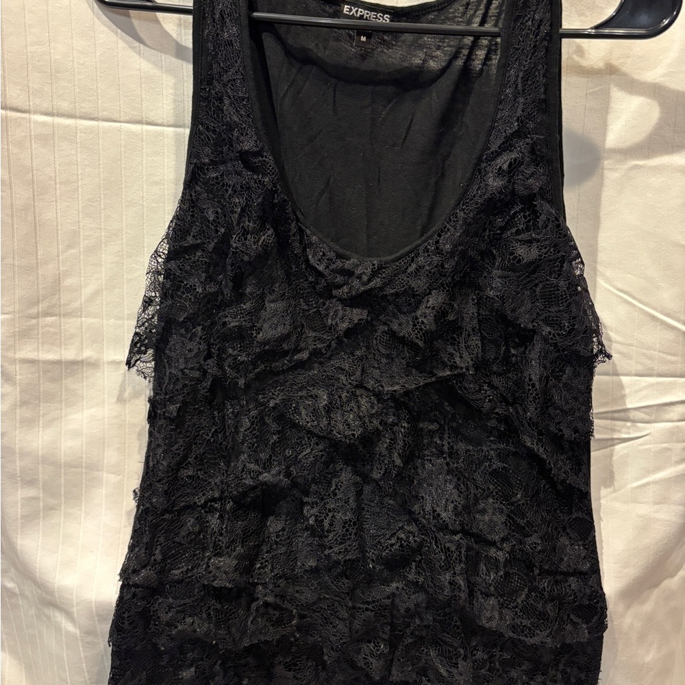 Express Women's Elegant Black Lace Tank Top